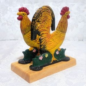 Cast Iron Rooster Figurine Napkin Holder Msil Storage Door Stopper Farmhouse